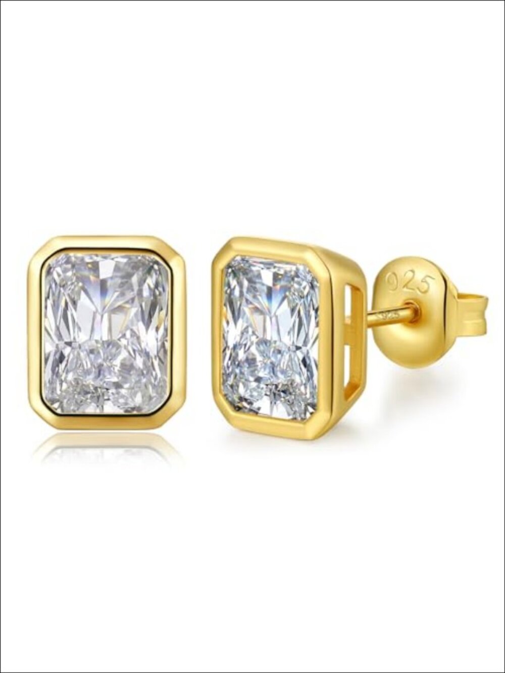 925 Sterling Silver CZ Stud Earrings Heart Oval Trillion Cut Hypoallergenic